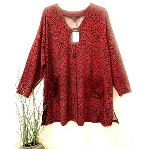 ULLA POPKEN LEOPARD CARDI JACKET 4X POCKETS MAXIMALIST BOLD STATEMENT MOB WIFE